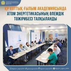 ҚР ҰЛТТЫҚ ҒЫЛЫМ АКАДЕМИЯСЫНДА АТОМ ЭНЕРГЕТИКАСЫНЫҢ ӘЛЕМДІК ТӘЖІРИБЕСІ ТАЛҚЫЛАНДЫ