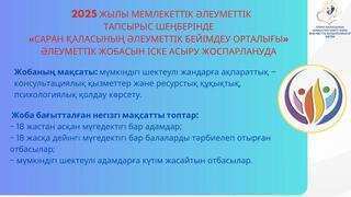 2025 жылы мемлекеттік әлеуметтік тапсырыс шеңберінде «Саран қаласының әлеуметтік бейімдеу орталығы» әлеуметтік жобасын іске асыру жоспарлануда