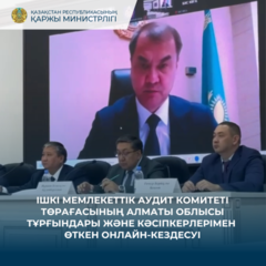 ҚР ҚМ Ішкі мемлекеттік аудит комитетінің төрағасы Алматы облысының халқымен онлайн форматта кездесті