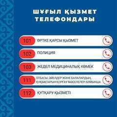 Балаларға төтенше жағдайда көмекке қайда жүгіну керектігін білу маңызды. Тәулік бойы жұмыс істейтін және кез келген уақытта көмекке келуге дайын жедел қызмет нөмірлерін есте сақтаңыз.