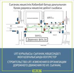 LRT құрылысы: Сығанақ көшесіндегі қозғалыс уақытша өзгереді