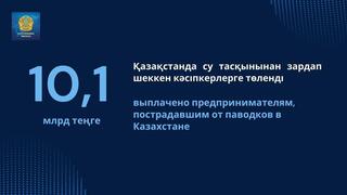 Су тасқынынан зардап шеккен кәсіпкерлерге 10,1 млрд теңге төленді